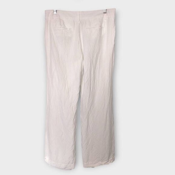 Banana‎ Republic Womens Pants Sz 14 White Linen Lined Wide Leg Dressy Classicore - Picture 2 of 13